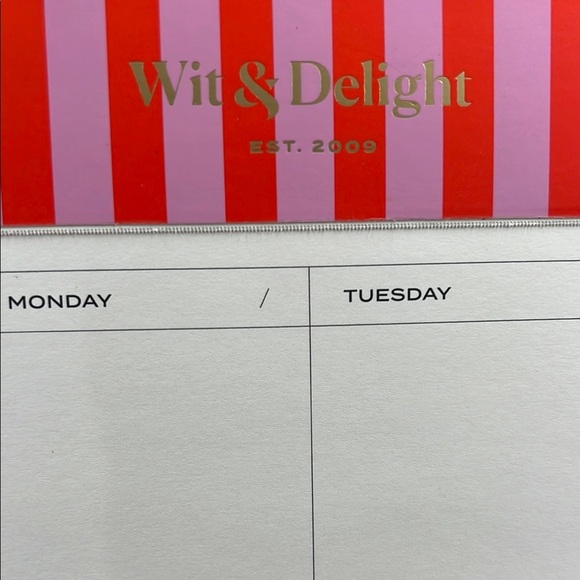 Wit & Delight- Anthropology Weekly Planner with Pink Stripes - Picture 2 of 7